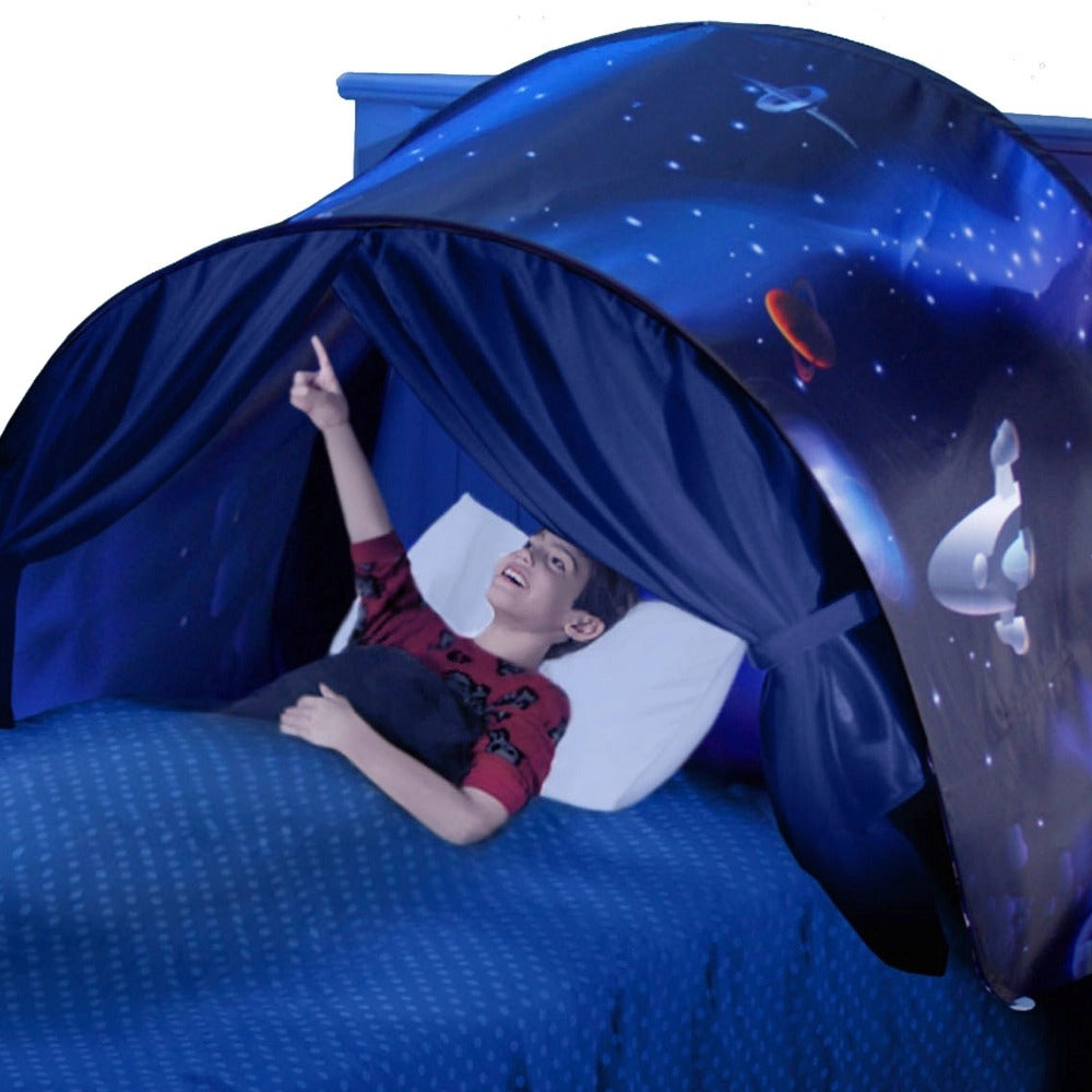 Children's SleepyStar bed tent transforms any kids bedroom into a magical, private space, available in various enchanting themes.