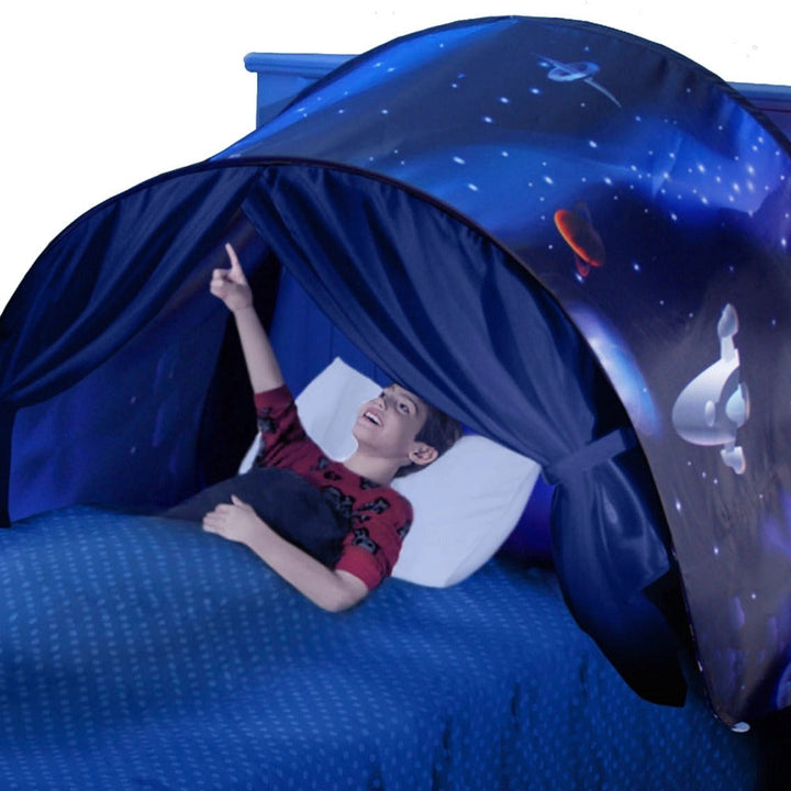 Children's SleepyStar bed tent transforms any kids bedroom into a magical, private space, available in various enchanting themes.