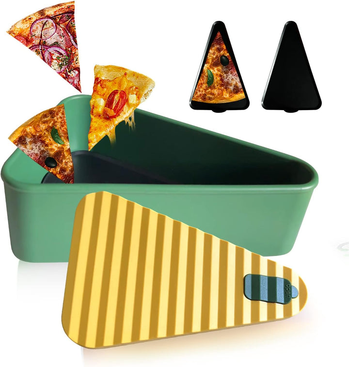 Expandable pizza container, perfect for various slice sizes, reusable design