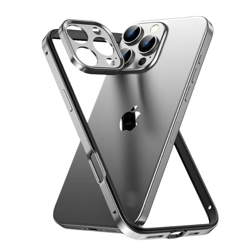 Unisex protective aluminum iPhone case. Slim fit with advanced camera protection. Durable phone cover for all iPhones.