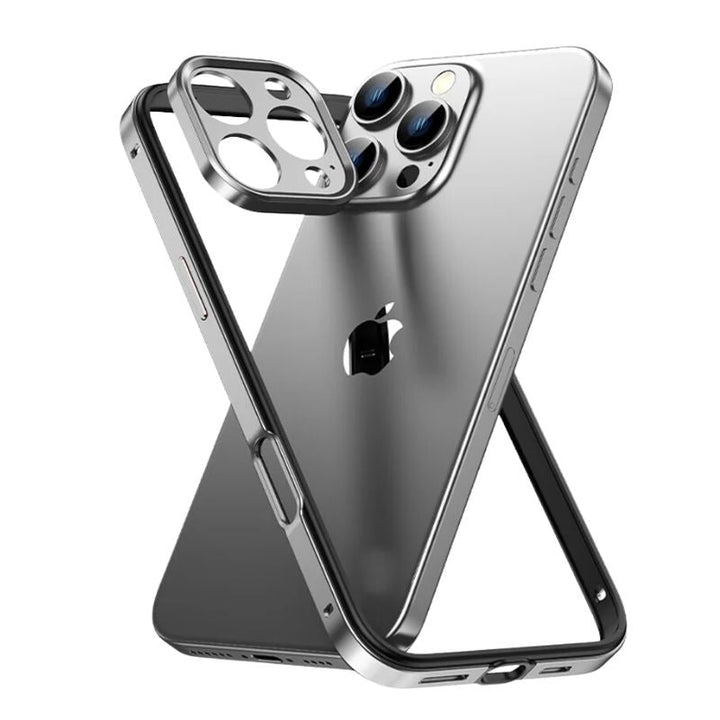 Unisex protective aluminum iPhone case. Slim fit with advanced camera protection. Durable phone cover for all iPhones.