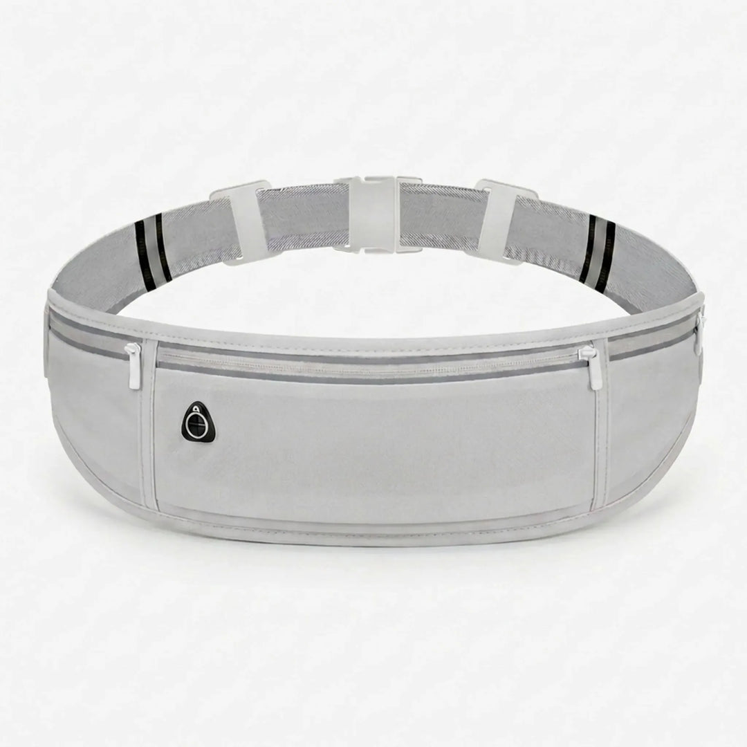 Streamlined blue workout gear waist pack, keeps phone & keys safe, perfect for gym, trails, and outdoor fitness.