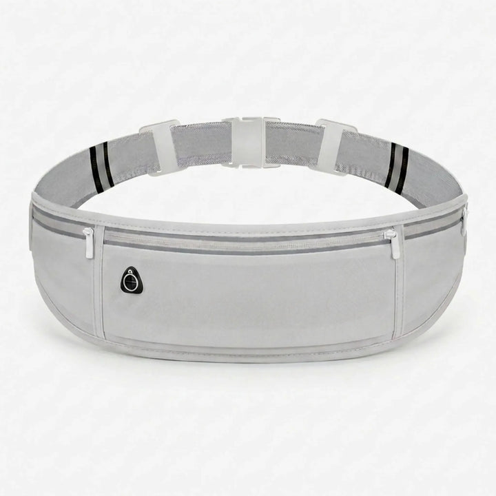 Streamlined blue workout gear waist pack, keeps phone & keys safe, perfect for gym, trails, and outdoor fitness.