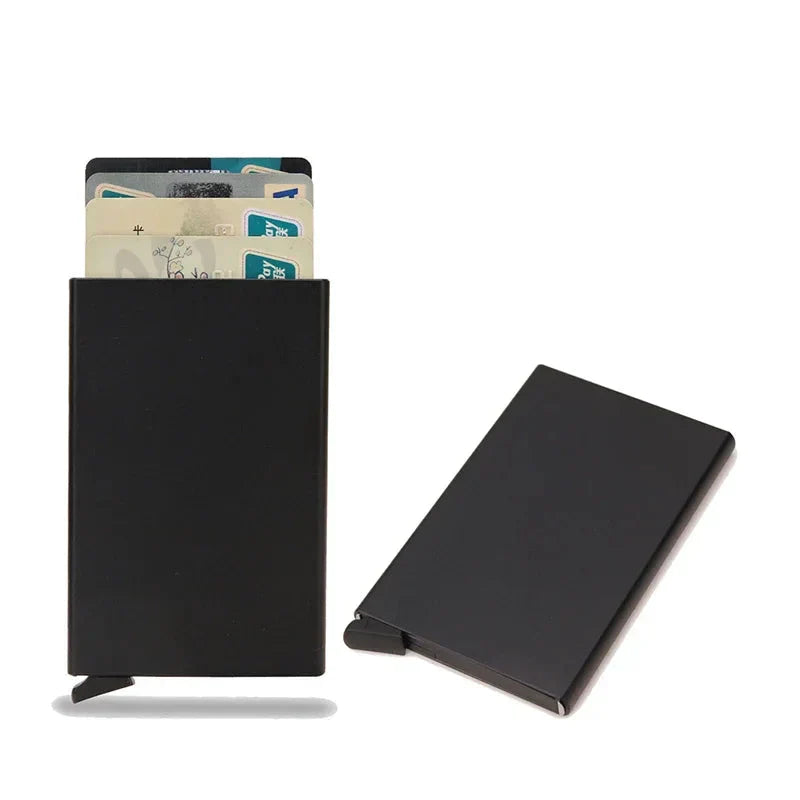 Card protector wallet, dark metal, designed for modern men seeking RFID safety