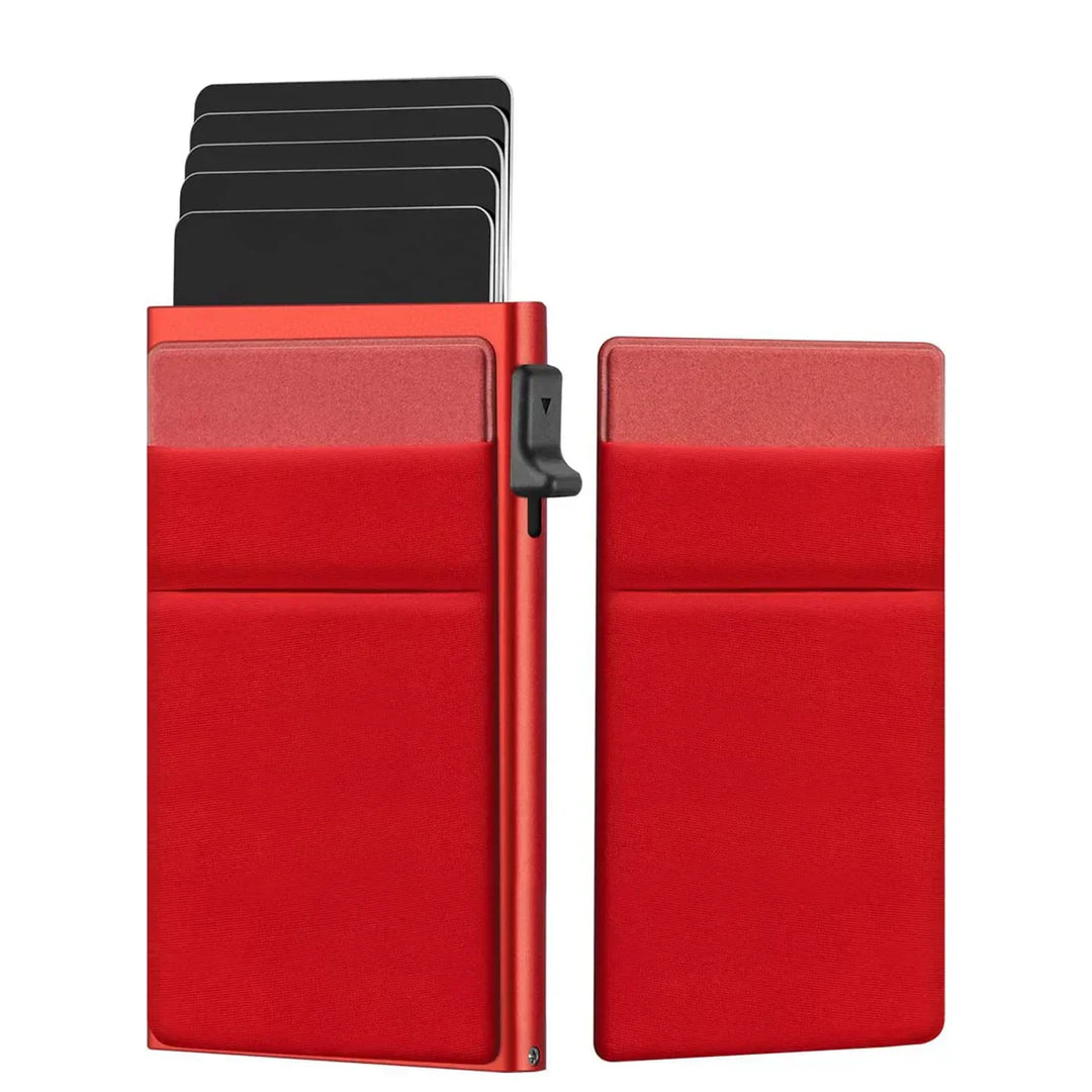 Silver slim RFID blocking credit card holder, ideal for minimalist lifestyle