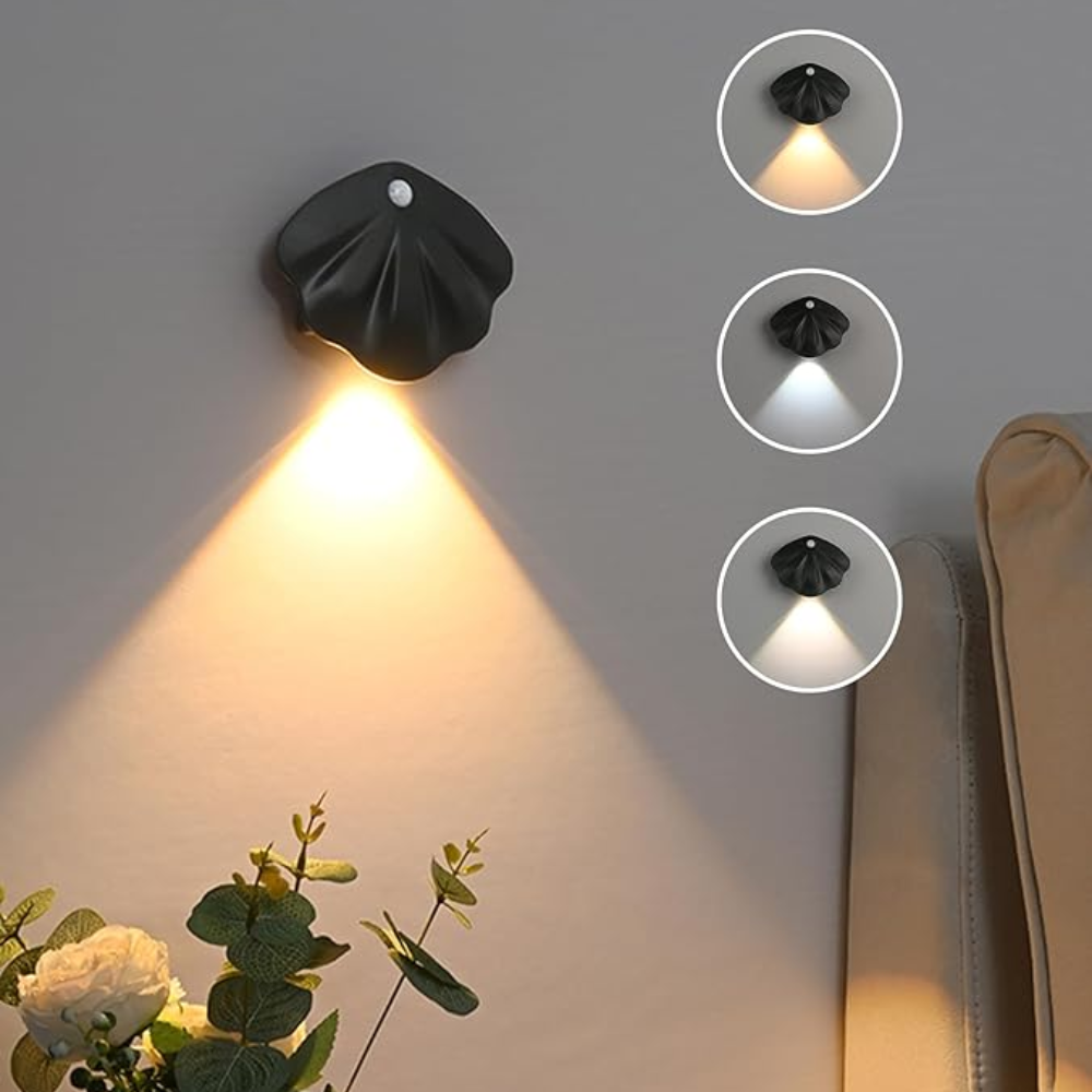 Stijlvolle shell bewegingssensor lamp, LED, energiezuinig en draadloos, thuisveiligheid