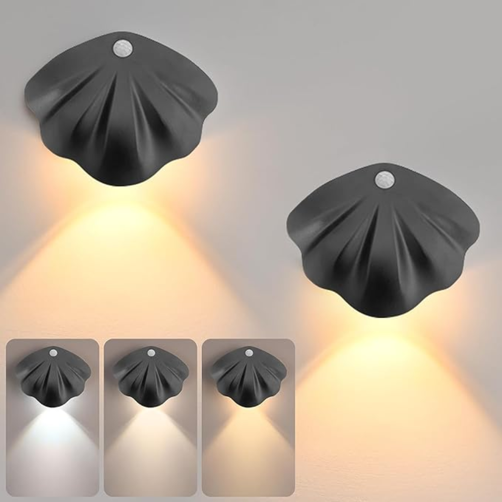 Smart lighting shell lamp met bewegingssensor, USB oplaadbaar voor gemak en veiligheid