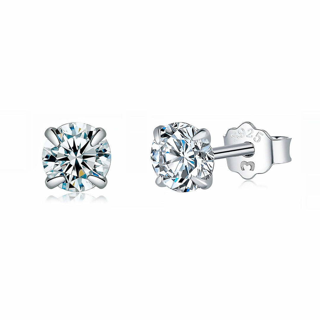 Gift-ready gold plated zirconia stud earrings for women, sparkling design.