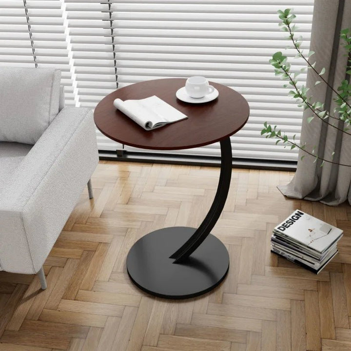 Styled SMALLIX round side table with a plant, elegant modern accent for small space home decor.