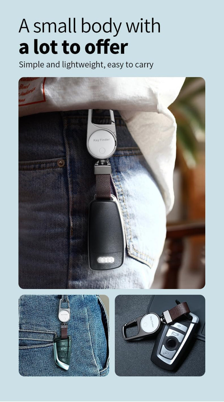 Top-down view of the Smart Anti-Lost Locator Keychain, illustrating its durability