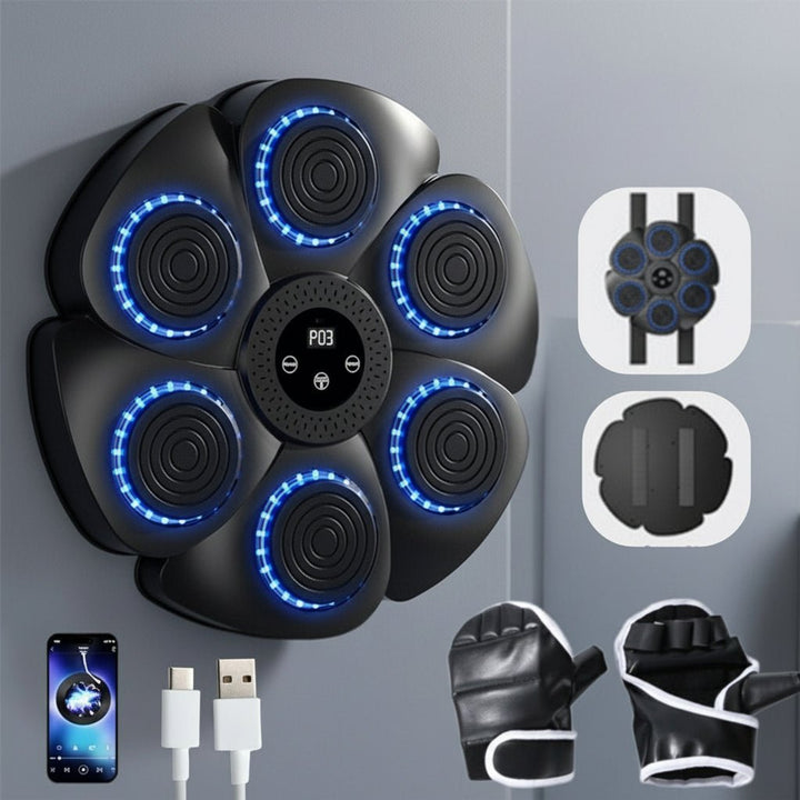Advanced smart boxing punch machine, enhances training with interactive RGB lights & Bluetooth audio.