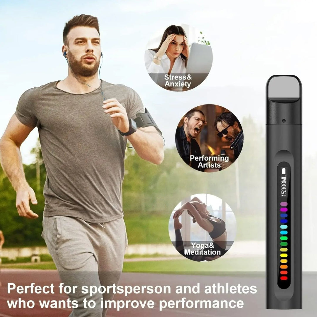 Compact smart breath trainer device for respiratory muscle strength, improving endurance & well-being at home.