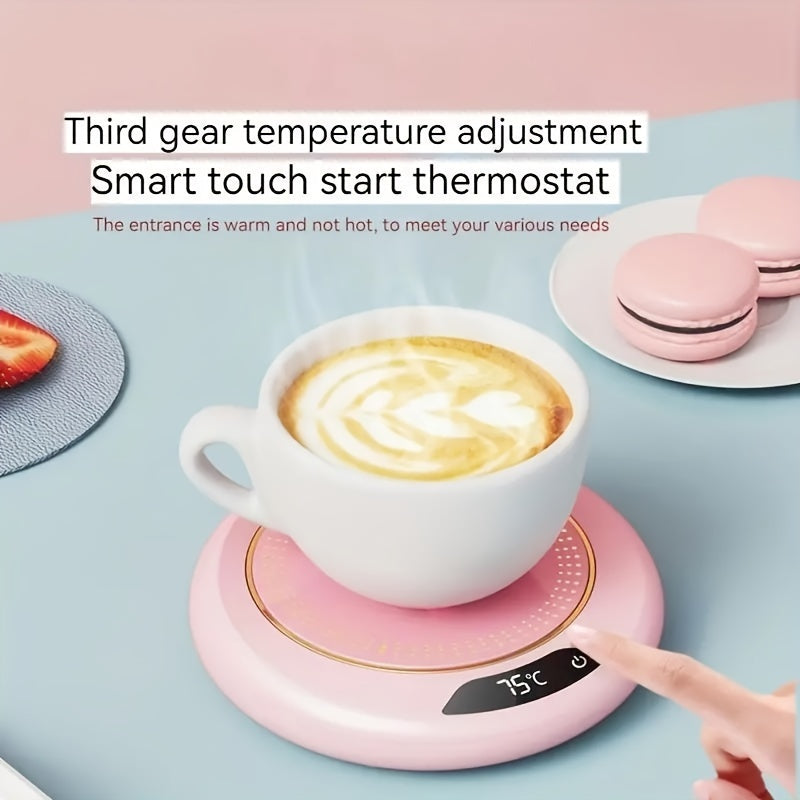 Sleek universal mug warmer, a stylish office or home accessory for consistently hot coffee & tea.