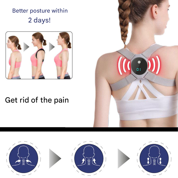 Daily use smart EMS posture corrector, promoting health & wellness by training back muscles to relieve chronic neck pain.