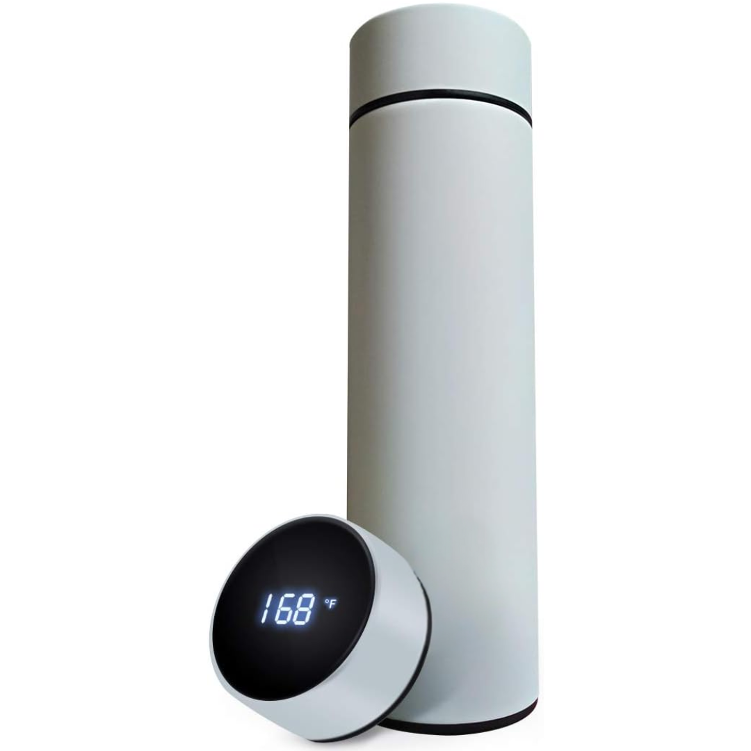 Premium vacuum insulated smart bottle featuring LED temperature display for perfect hot/cold beverages on-the-go.