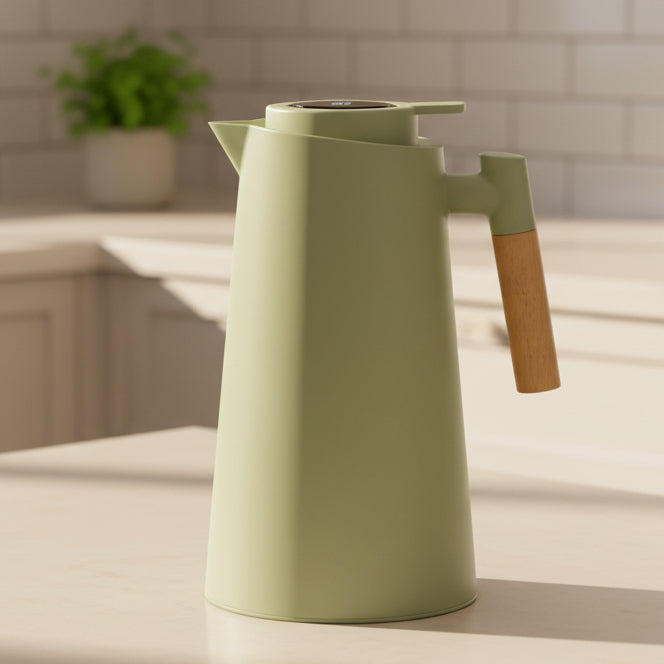 Smart insulated thermos carafe with digital temperature display for hot & cold beverages.