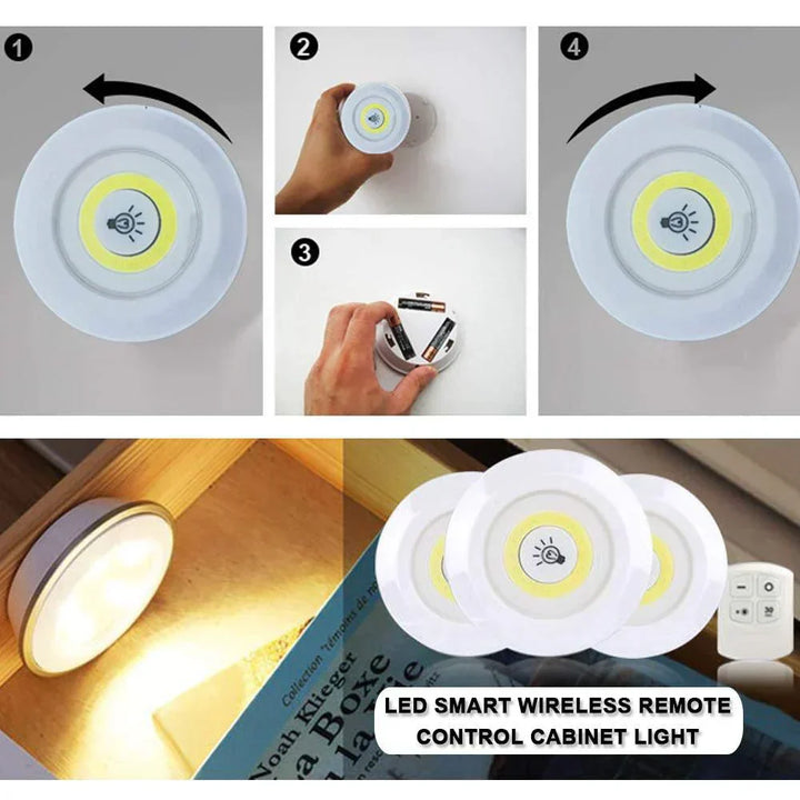 Mood lighting created by smart LED puck lights in a bedroom, adjustable brightness