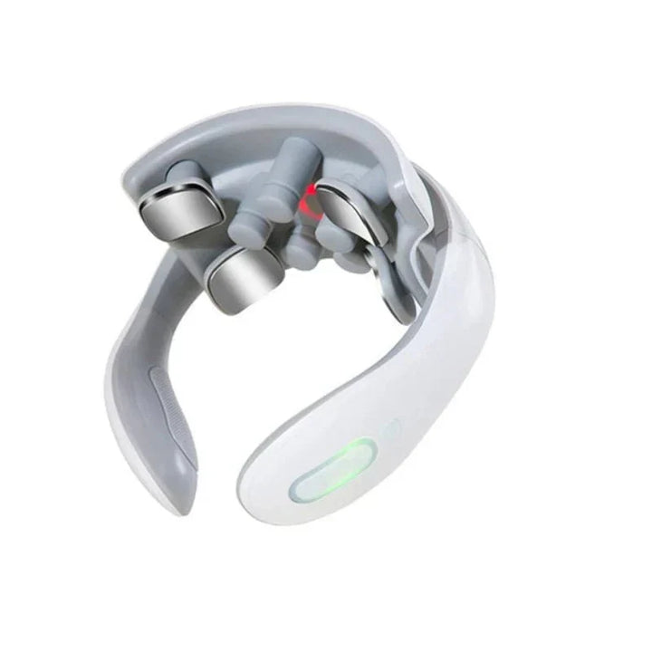 Achieve deep relaxation with this portable smart neck massager. Features heat & vibration for ultimate comfort.