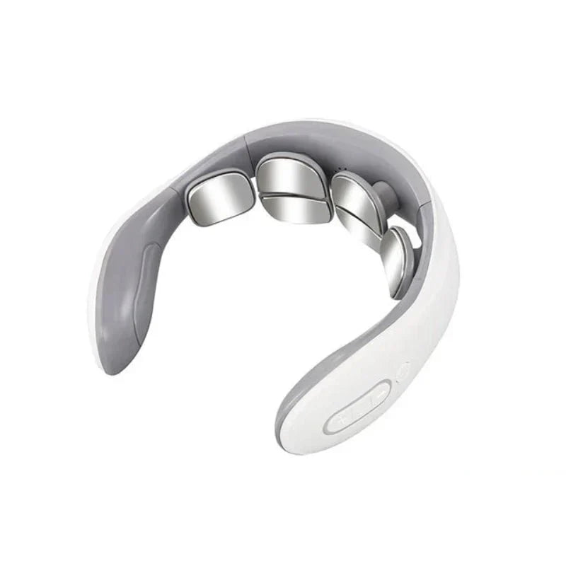 Smart vibration heat neck massager for unisex deep relaxation, muscle therapy, and tension relief. Portable design.