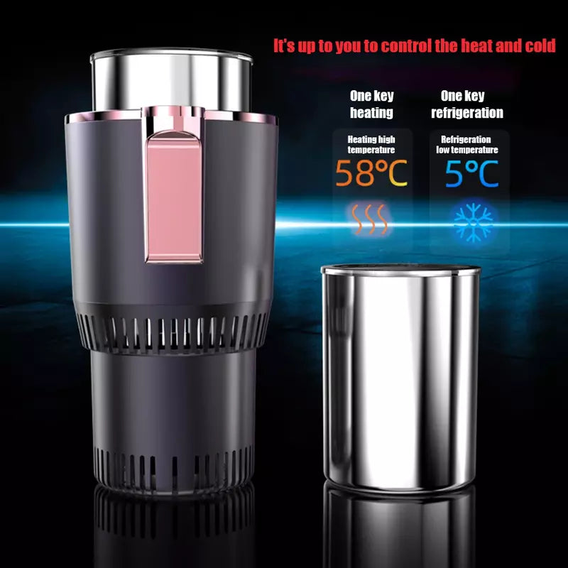 High-tech smart mug: a unisex, portable drink warmer & cooler with precise temperature control for home, office, and travel.
