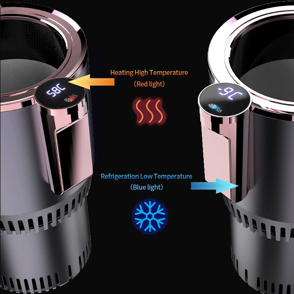 Portable smart mug for warming and cooling beverages. A must-have car, office, and home accessory with temp control.