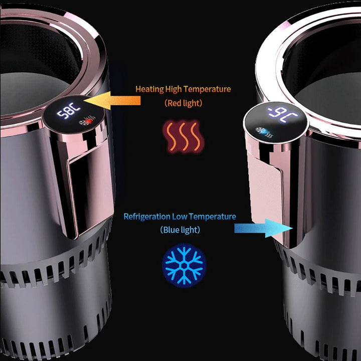 Portable smart mug for warming and cooling beverages. A must-have car, office, and home accessory with temp control.