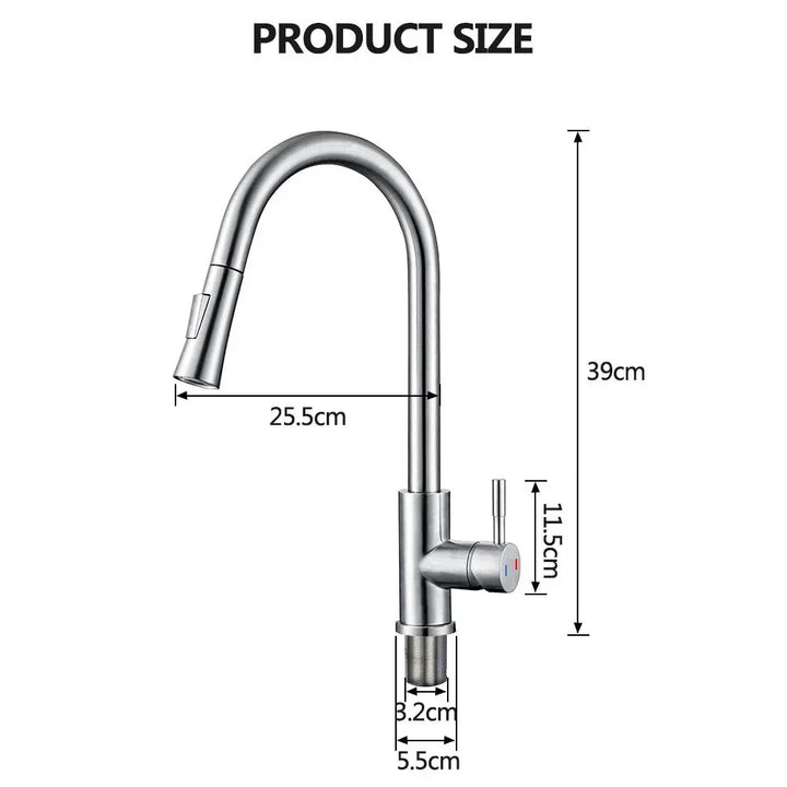 Sleek black kitchen faucet with touchless sensor technology & extendable pull-out sprayer for precise cleaning.