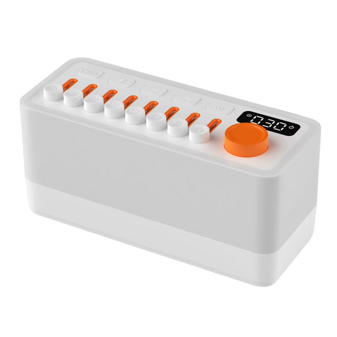 Smart Sleep Sound Machine with RGB night light & Bluetooth speaker for relaxation & sleep aid.