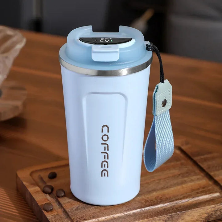 Enjoy perfectly tempered drinks with this smart stainless steel thermo mug and digital display.