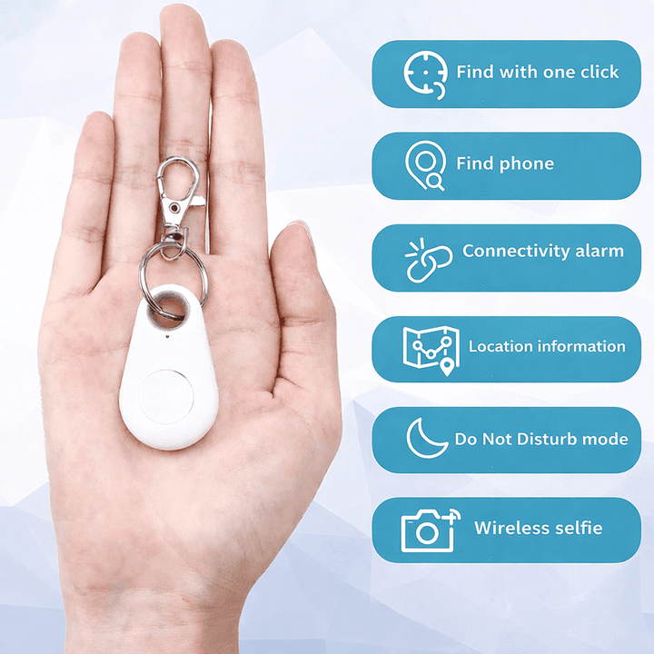 SMARTPET Bluetooth & GPS tracker for pets and items, showcasing its small, discreet design.