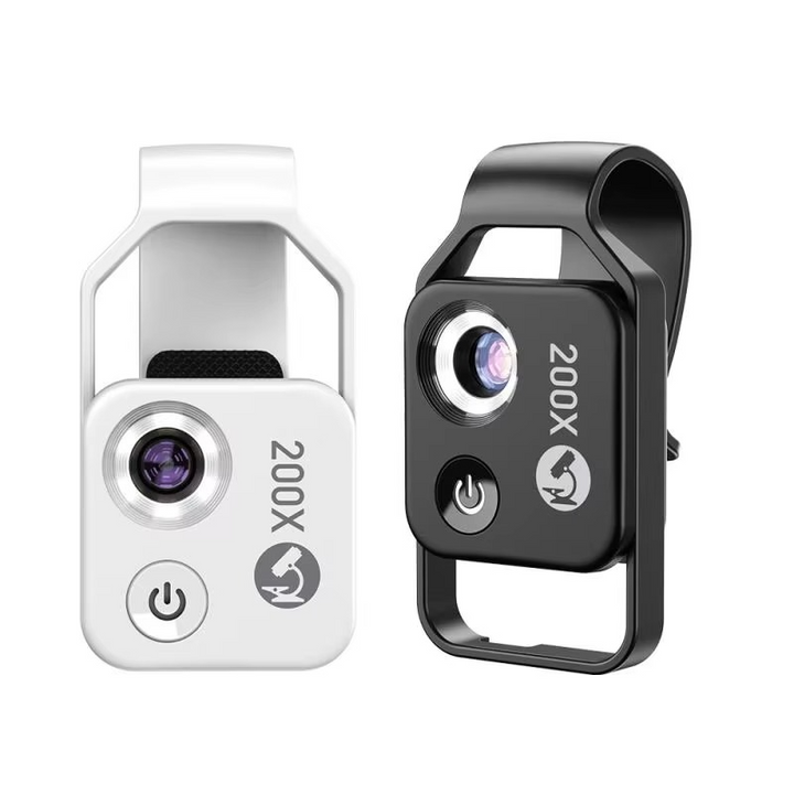 200x clip-on smartphone microscope lens for jewelry inspection, hobbyists, & scientific observation.