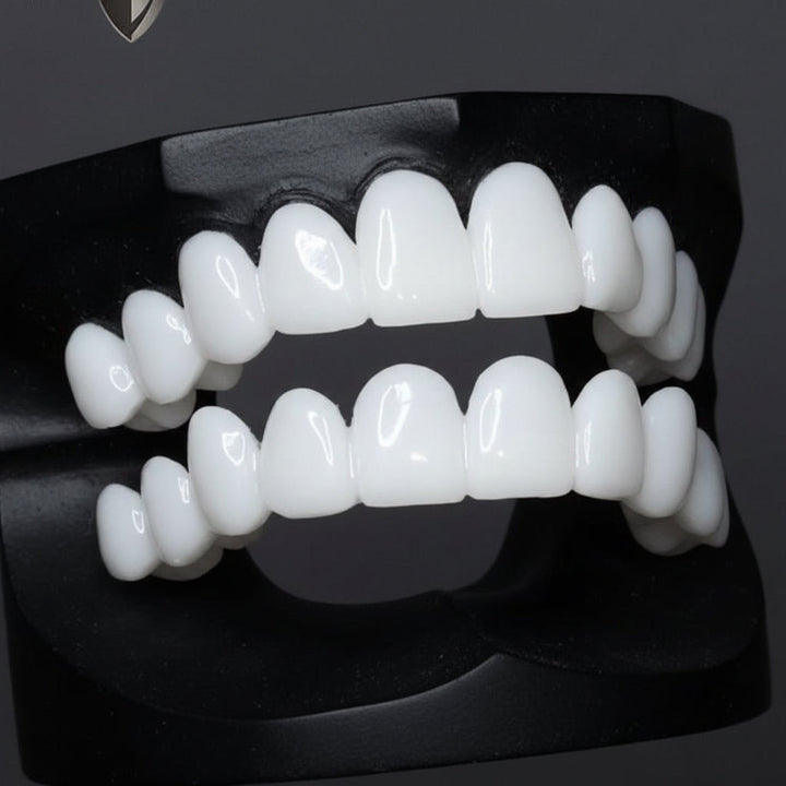 Instant white smile with SMILEFLEX cosmetic tooth covers. Reusable & comfortable dental accessory for all.