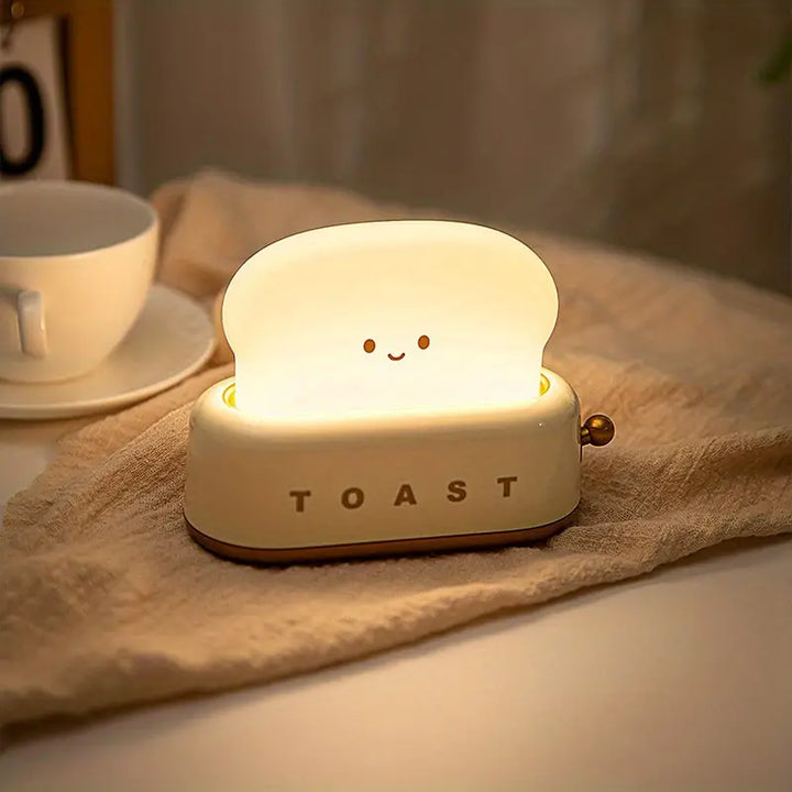 Unique smiling toast night light, a cute LED lamp gift for kids. Perfect nursery & bedroom decor.