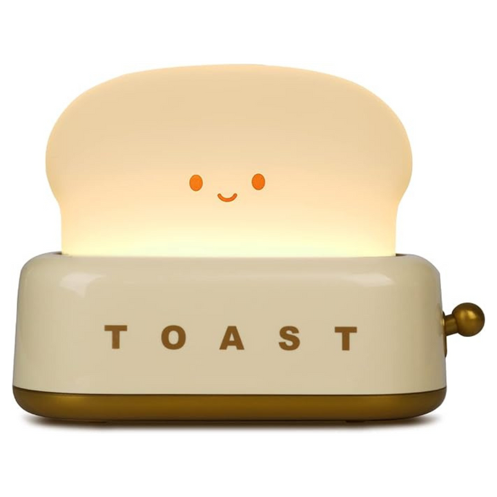 Charming smiling toast LED night light for children. Rechargeable kids' lamp, great for bedroom decor.