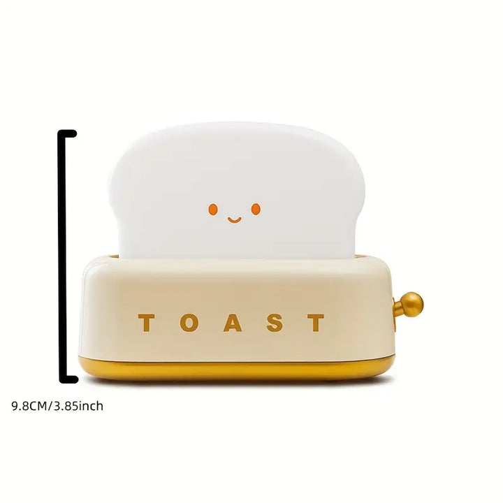 Kids' rechargeable smiling toast night light. A cute LED lamp, perfect for nursery or bedroom decor.
