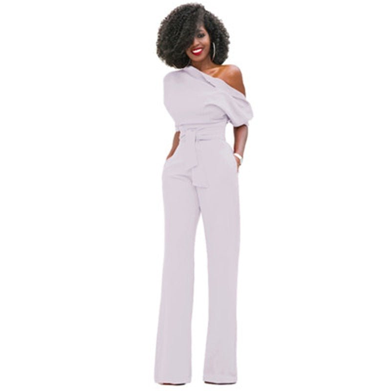 Full-length view of the Sofia women's bodycon jumpsuit, a stylish & comfortable one-piece for all-season versatility.