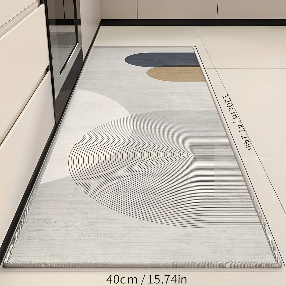 Soft, absorbent anti-slip kitchen mat for home comfort. VelvetStep washable floor rug.