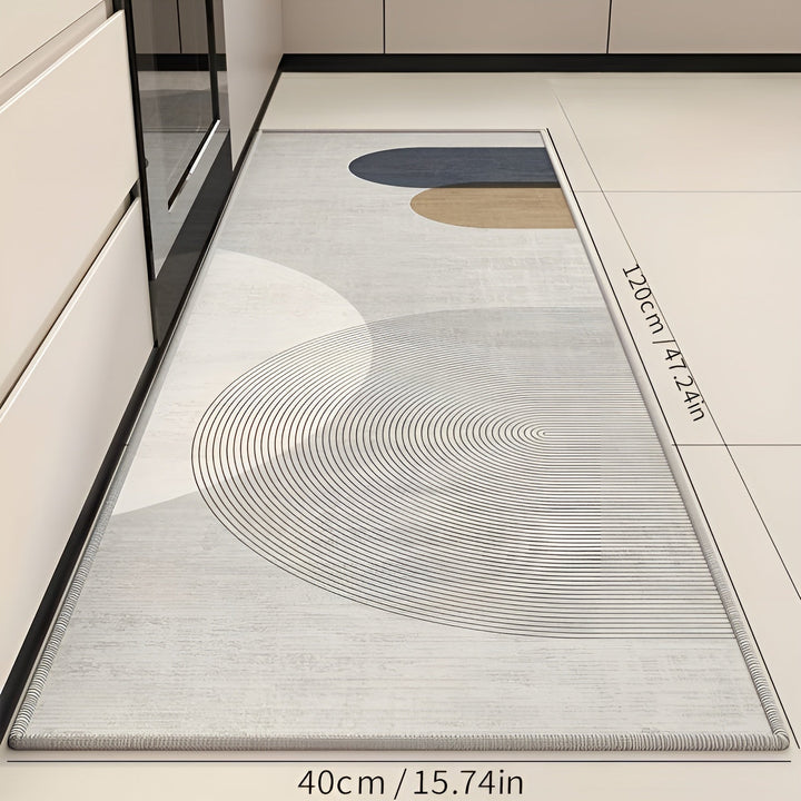 Soft, absorbent anti-slip kitchen mat for home comfort. VelvetStep washable floor rug.