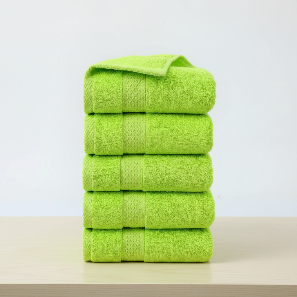 Full display of the 'CottonJoy' 4-piece soft absorbent cotton towel set, enhancing bathroom decor.