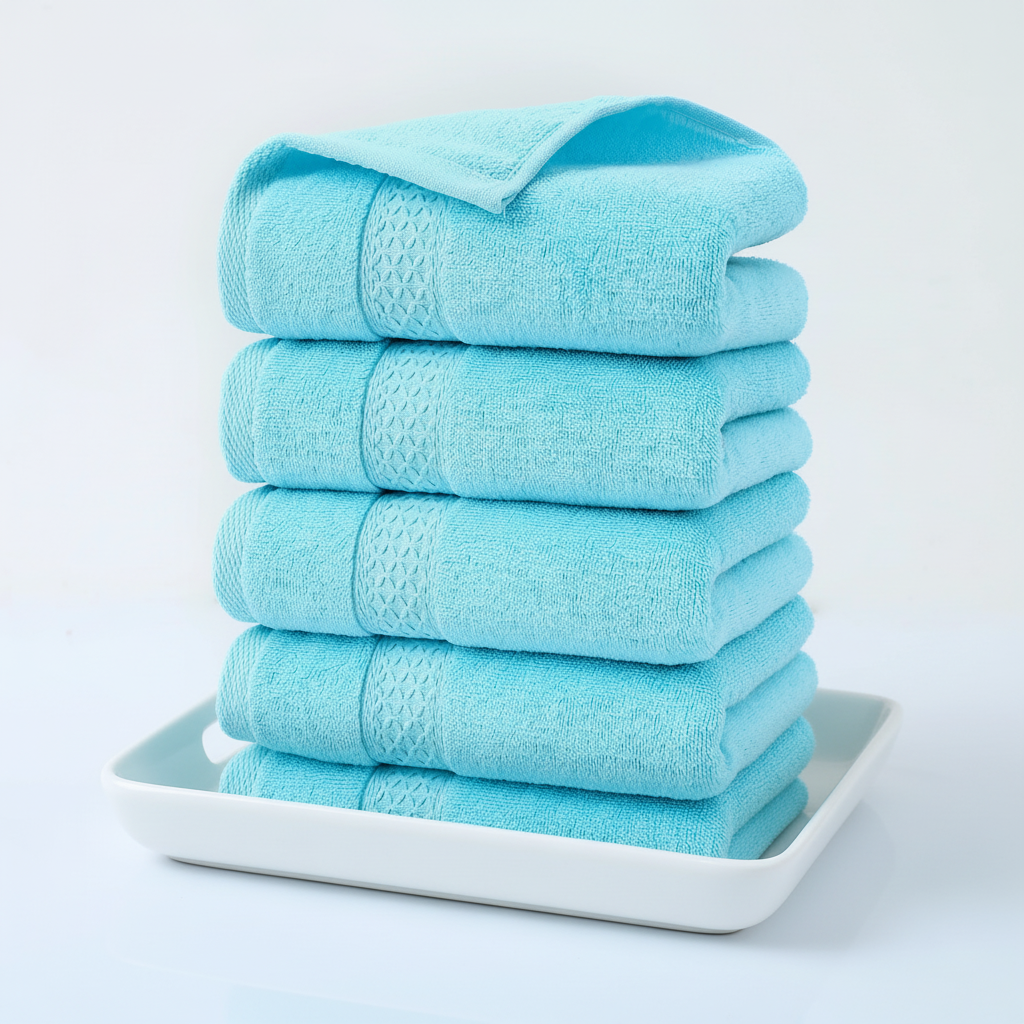 Absorbent 'CottonJoy' bath sheet from the 4-piece cotton towel set, shown in a luxurious bathroom setting.