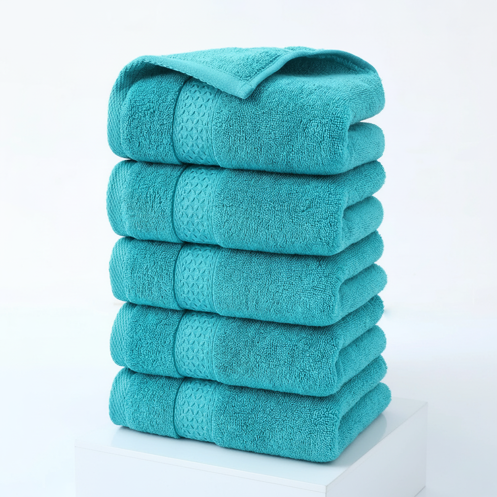 Eco-friendly 'CottonJoy' cotton towels, part of a 4-piece set, offering ultimate softness & absorbency.