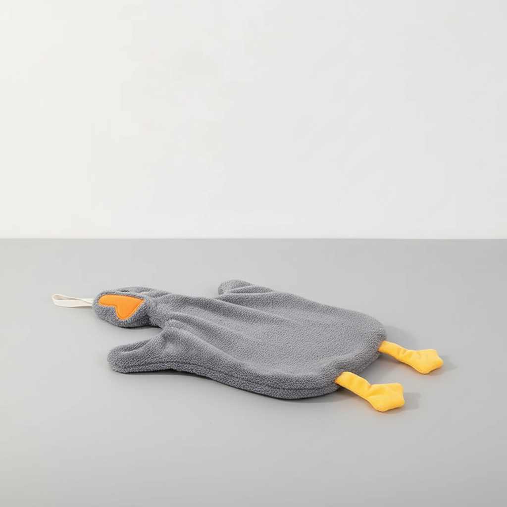 Goose-themed microfiber washcloth, super soft fleece for sensitive baby skin