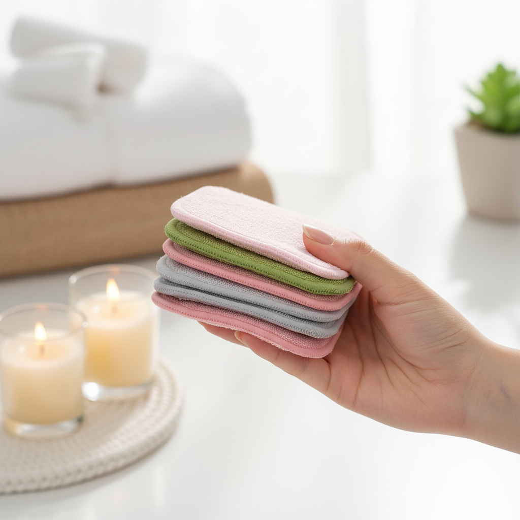 Soft bamboo facial cleansing pads for all skin types, eco-friendly and reusable makeup remover