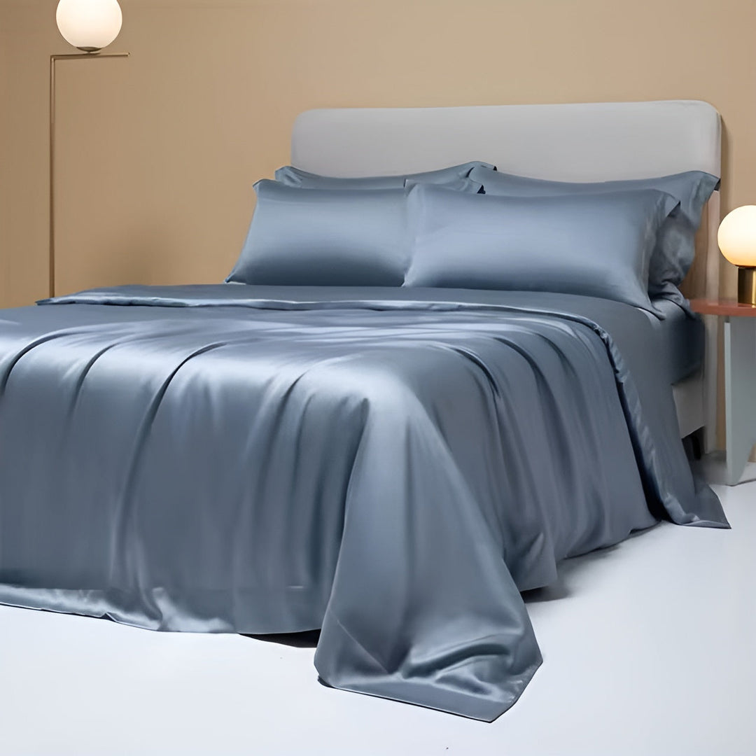 Soft, breathable bamboo duvet cover set for luxurious, all-season comfort. Hypoallergenic bedding.