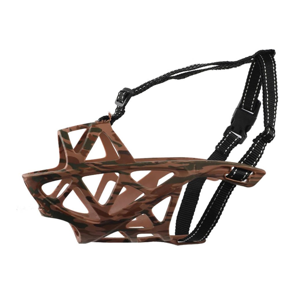 Close-up of soft, breathable mesh on a dog muzzle for comfortable behavior control & safety.