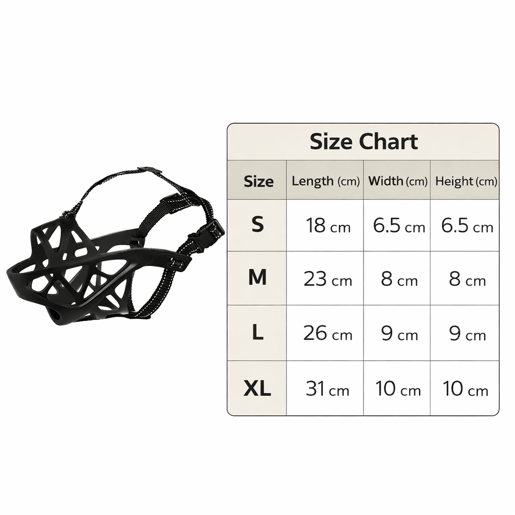 Comfortable & lightweight dog muzzle, soft mesh for pet safety & anti-barking training.