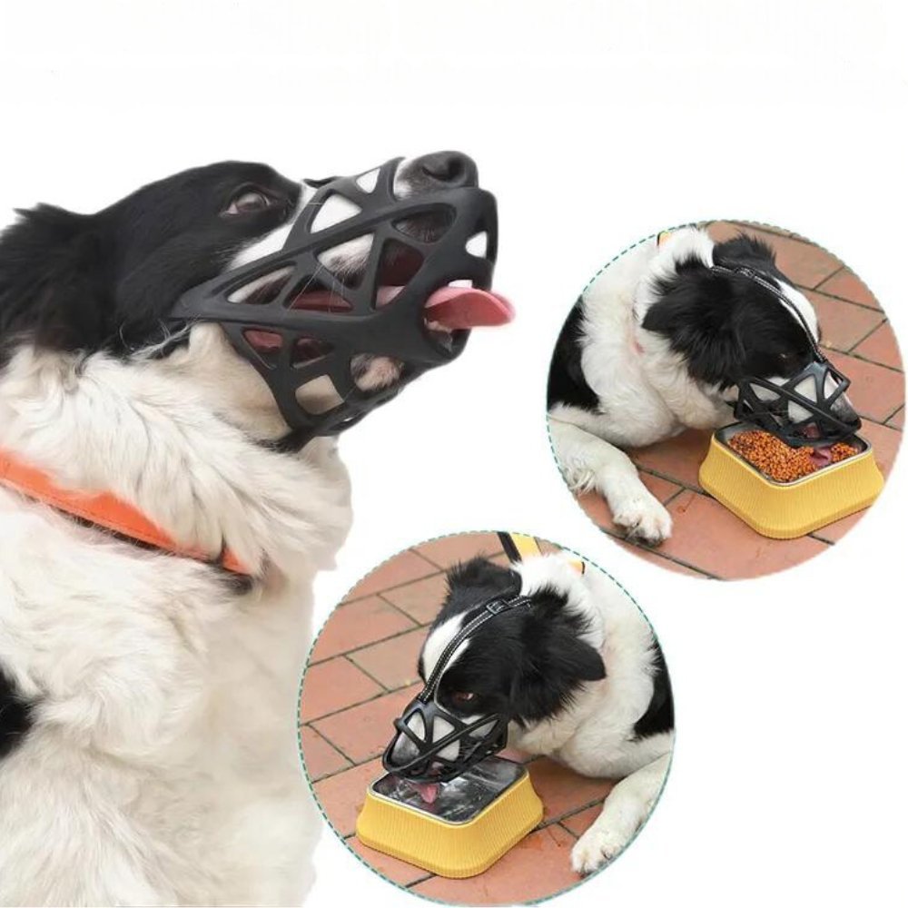 Lightweight, soft, and breathable dog muzzle for humane behavior control & pet safety.