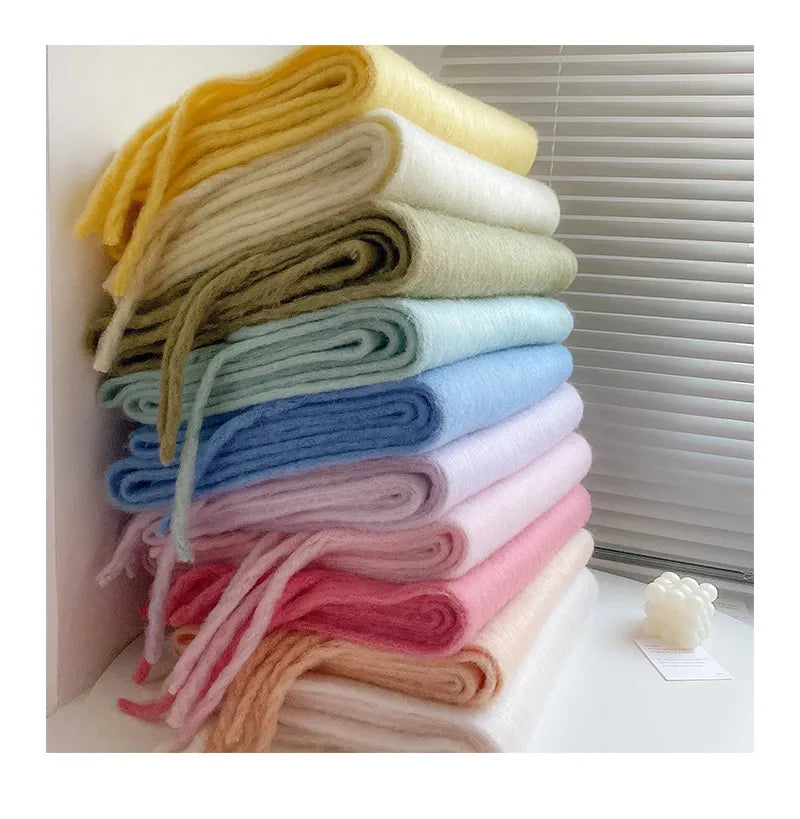 Pink cashmere scarf, adding a pop of color to winter fashion with its soft warmth