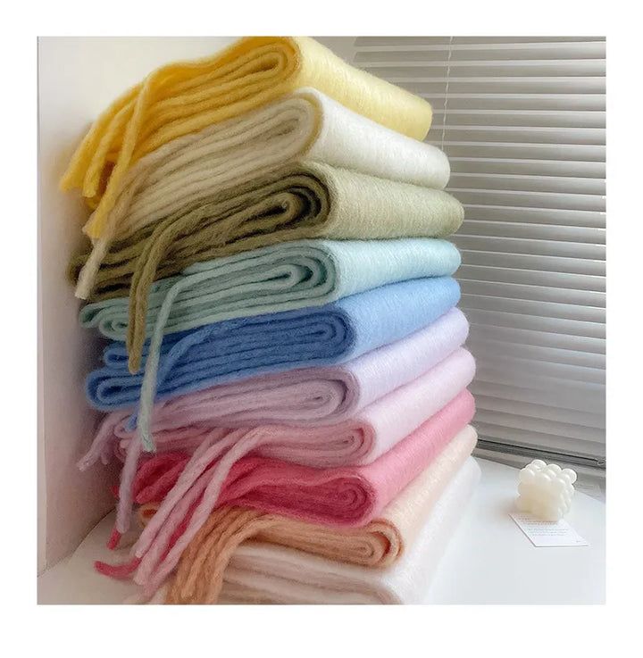 Pink cashmere scarf, adding a pop of color to winter fashion with its soft warmth