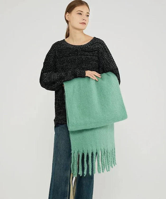 Long soft cashmere scarf for women, perfect for cold weather and a stylish winter accessory
